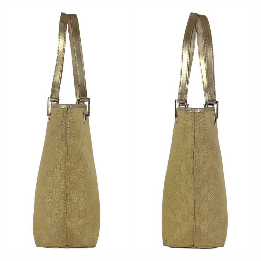 GUCCI Gold GG Canvas Leather Tote Bag Shoulder - Picture 8 of 10